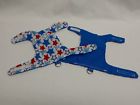 Handmade Juvenile Small Bearded Dragon Reptile Harness Reversible Patriotic Blue