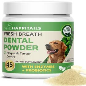 Happitails 850077387241 Dog Dental Powder For Teeth Cleaning Fresh Breath And Plaque Tartar Remover F