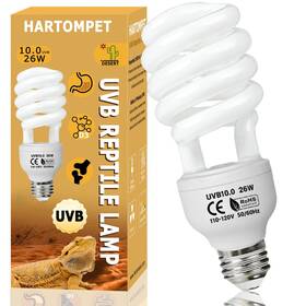 Hartompet 897137181742 Uvb 10.0 Reptile Light 26w Compact Coil Desert Bulb For Bearded Dragons Liz