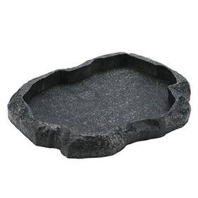 Heepdd1h3d72r4kn-02 Heepdd Reptile Bowl Resin Rock Food And Water Feeder Pet Dark Green M