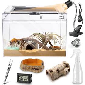 Helime 665878683375 Reptile Pc Terrarium Anti Breakage 15.6x8x10 Inch Amphibians Tank Starter Ki