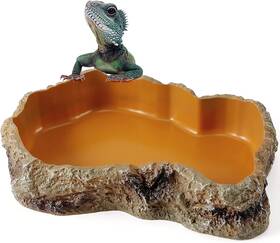 Helime 711181746754 Reptile Food Water Rock Bowls - Resin Worm Feeder Dish Amphibian Feeding B