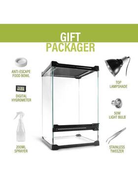 X0036sbt3v Helime Reptile Glass Terrarium - Amphibians Habitat Cages 12x8x8inch Starter Kits Top