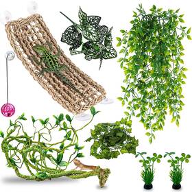 Ax00001 Hercocci Bearded Dragon Tank Accessories Terrarium Plant Vines Reptile Hammock Lounger