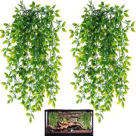 M3110 Hercocci Reptile Plants 2 Pack Terrarium Hanging Vines Artificial Lea