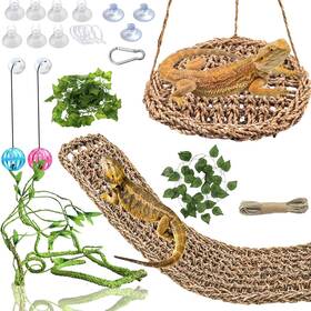 Z-45555 Hercocci Bearded Dragon Tank Accessories Reptile Hammock Natural Seagrass Fi