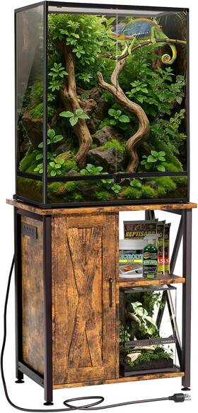 24x18-46-67 Herture Pg12xyn 45-67 Gallon Reptile Tank Stand With Power Rustic Brown
