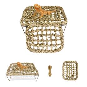 Hyt-bdh-01 Hgnutay Bearded Dragon Hammock With Sturdy Metal Legs Seagrass Reptile Basking Platf