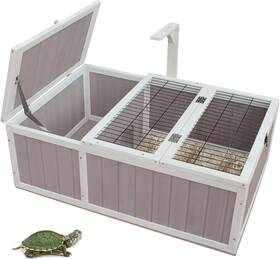 B08b3y47jh Hicaptain Wooden Tortoise House Large Habitat Cage Indoor Outdoor Tort