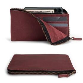 Hide & Drink 810015498125 And Long Zippered Wallet Handmade From Full Grain Leather Sangria