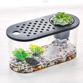 00hy113 Hieryan Small Turtle Tank Habitat Kit Reptile Aquarium With Clear