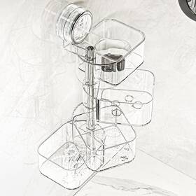 7061 Hkeeper 7058/7059/7068/7061 4-layer Rotating Transparent Suction Cups Wall Mounted Organizer For Small It
