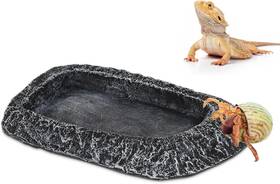 Hz010 Hygger Zoo Reptile Water Dish For Bearded Dragon Tank Accessories Black 6.5 4.1 0.7