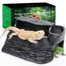 Hz027 Hygger Zoo Reptile Hideout Snake Hide Cave Turtle Basking Platform With Food Bowl Shale