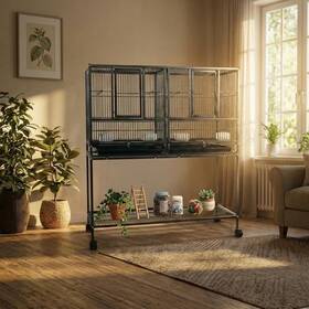 69po2e48nb9d3gtb2zfdoaq0zca Idealhouse 41 Inch Divided Breeding Flight Bird Cage With Detachable Rolling Stan
