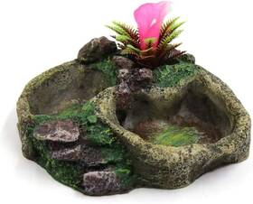 1476961 Ifcow Resin Feeder Bowl Reptile Water Dish Food Sp-008 Flower Color Random