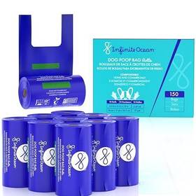 Infinite Ocean 860011513421 Home Compostable Dog Poop Bag Rolls 150 Count Tie-handle And Gusseted Leak-pr