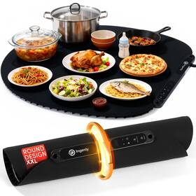 Fwm001 Ingenly Round Xxl Warming Mat For Food - Black Color Perfect