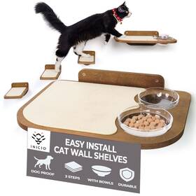 Inicio 766236009582 Cat Shelves For Wall With Feeding Shelf And 3 Steps Dog Proof Stati
