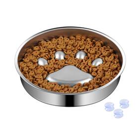 Ip-mdb-1mz Ipuplar Slow Feeder Dog Bowls 304 Stainless Steel Metal Bowl Suctio