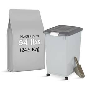 Iris 762016500614 Usa Dog Food Storage Container With Wheels Airtight Lid 2-cup Scoop U