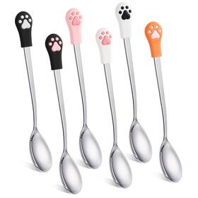642036 Jeffdad 6pcs Cat Dog Food Spoon Stainless Steel Pet Claw