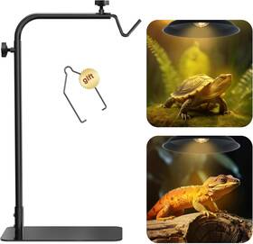 Aq0013bl Josmimic Reptile Heat Lamp Stand Adjustable 18 Inch -32 Light Holder Fixture With Black
