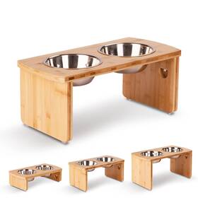 Fr01 Joyopaw Elevated Dog Bowls Bamboo Raised Bowl For Medium Dogs With 2 Stainless