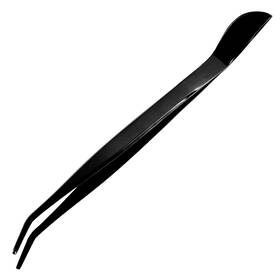 47849 Kakuri Bonsai Tweezers Curved Serrated Tips With Spatula 8.8 Inch Black