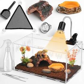 B0fkbfd3by Kathfly 13 Pcs Mini Reptile Terrarium Starter Kit Acrylic Tank With Heating