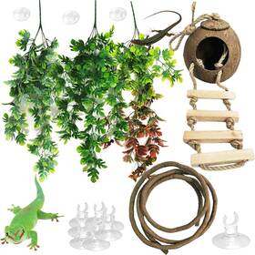 Kathson 313096944968 5 Pack Terrarium Reptile Plants Lizard Coco Den Gecko Coconut Hut