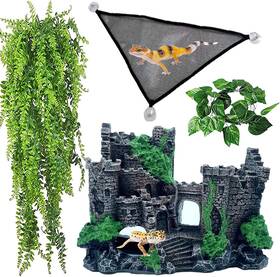 Kathson 445035072050 Bearded Dragon Tank Castle Decorations Reptile Hammock Reptiles Habitat
