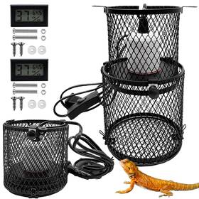 Gf0278-22 Kathson 2 Pcs Retractable Reptile Heat Lamp Guard Anti-scald Mesh Cage