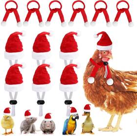 Dk436m2p1 Kimober 12pcs Red Christmas Pet Chicken Hat Scarf Set Small