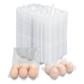 6-grids Kuklipjim 150 Pack Half Dozen Egg Cartons Bulk 2x3 Clear Plastic Chicken Holders