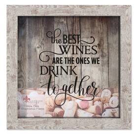164110 Lawrence Frames Birch 10x10 Weathered Shadow Box Wine Cork Holder