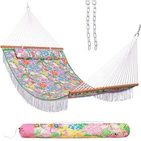 Hmqf-25 Lazy Daze Hammocks 12 Ft Double Layered Quilted Fabric Hammock Swing With Pil