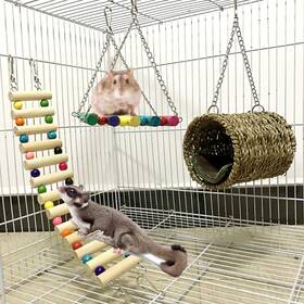 R06942z173 Leeko Pet Hammock Hamster Hanging Toy 3 Piece Set House Bed Cage Toys For