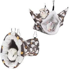 Leftstarer 661918925481 Cashmere Pet Bed Mat And Toy Heart-brown Ferret Guinea Pig Hammock Small