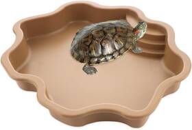Rbl035 Liuzongin Extra Large Reptile Habitat Turtle Bathing Pool Food Dish Water Brown