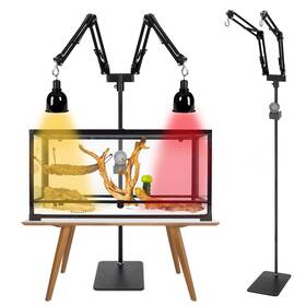Ck0031-dual Lonepetu Dual Reptile Lamp Stand 7.8-74.3 Inch Adjustable Heat For Reptiles Wi