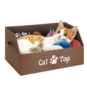 A17-11-br Lovstorage 2x Thicker Large Cat Toy Bin - Collapsible Box Sturdy Basket Kitten Storage