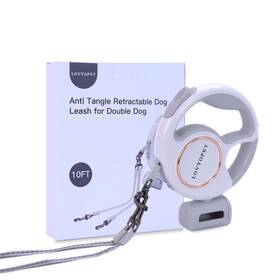Lovyopet 198715594225 Retractable Dog Leash - Double With Led Light 360 Tangle-free Swi