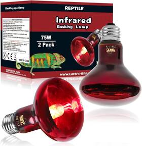 Lucky Herp 313106445416 Infrared Heat Lamp 75w 2 Pack Reptile And Amphibian Basking Spot Light