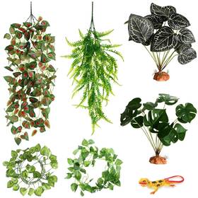 Decor-04 Luinabio 6 Pcs Reptile Plants For Terrarium Decor Tank Accessories Fake Hang Inch