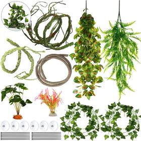Vines-04 Luinabio 9 Pieces Reptile Jungle Vines Decor Set Include Bendable Flexible Climbing Pl