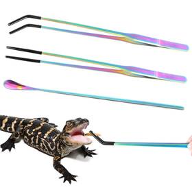Wsj-001 Lvesunny 3pcs Stainless Steel Reptile Feeding Tongs With Rubber Tip Extra Long Straight