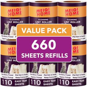 Zmq06-1 Meiqihome Extra Sticky Lint Roller Refills Only 660 Easy-tear Sheets For 3.9 Inch -4
