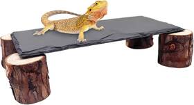 Mhllgn 313096654669 Bearded Dragon Basking Platform Slate Rocks For Reptiles With Wooden Pile
