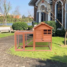 Milleloom 967706603512 48 Inch Rabbit Hutch Cage With Waterproof Roof Wooden Chicken Coop Removable